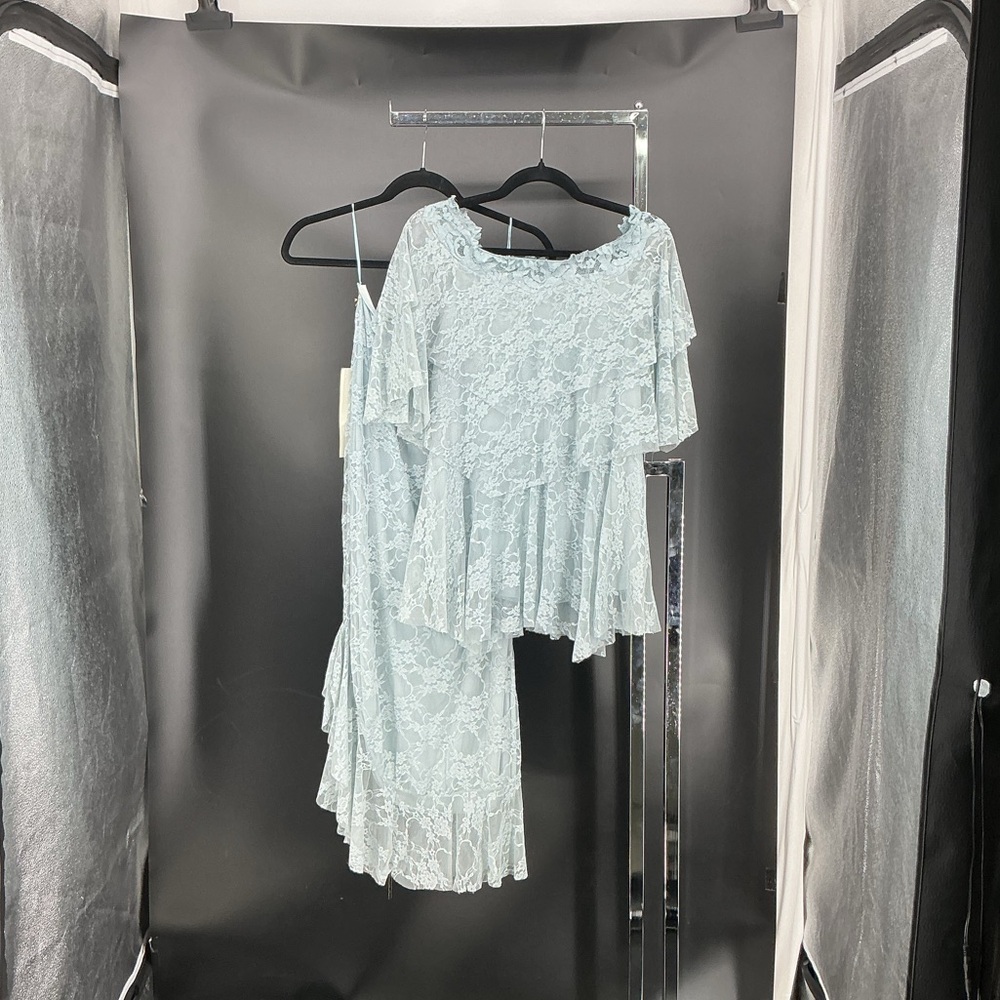 Asymmetrical Lace Dress in Light Blue